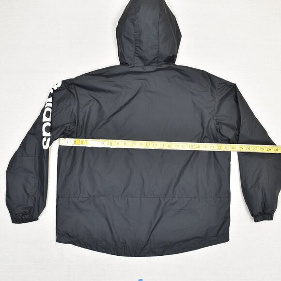 Adidas Women Full Zip Jacket Hooded Polyester Black Size L Windbreaker Mesh Line - Picture 4 of 8